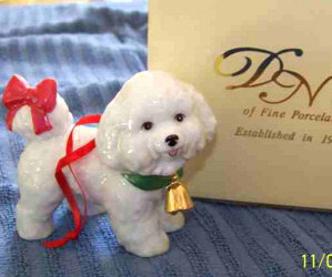 Last Day Of Our 2019 Holiday Auction For The Bichons!/New In Box Tail Wagging Bichon Clock/ Bichon with Teddy Ornament/ DNC Porcelain Bichon Ornament/Pam Byron’s Bichon Pillow Set!